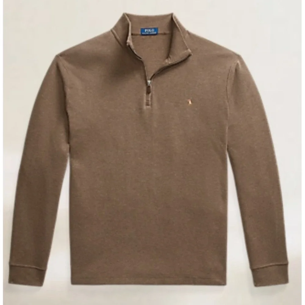 Polo Ralph Lauren Mock Knit Pullover Brown 1/4 Zip Estate Rib Men's Size 5XB NWT